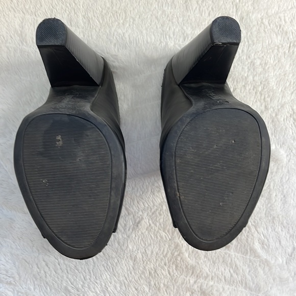 Bamboo Mash black block heel peep toe mules, women’s size 9 - Picture 9 of 10